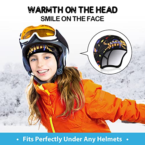 Hikenture Kids Skull Cap Helmet Liner Winter Hat for Boys and Girls Beanie Ski Hat with Thermal Fleece for Snow Sports… - color: Black8
