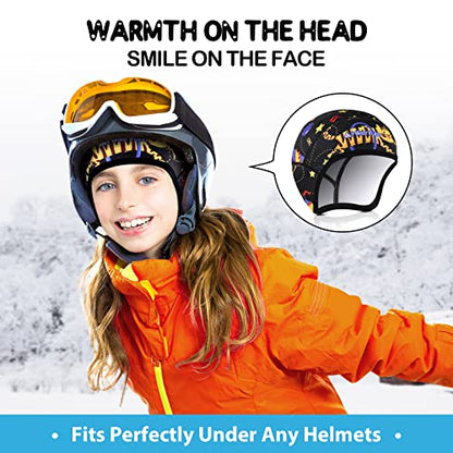 Hikenture Kids Skull Cap Helmet Liner Winter Hat for Boys and Girls Beanie Ski Hat with Thermal Fleece for Snow Sports… - color: Black8