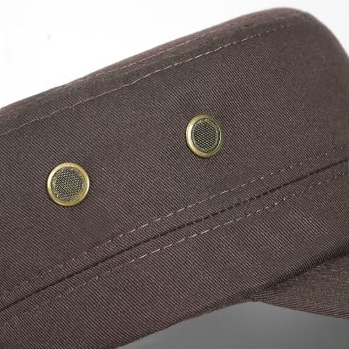 Unisex Classic Cadet Army Hat Flat Top Baseball Cap Military Hats - color: Coffee