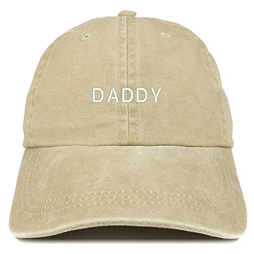 Trendy Apparel Shop Daddy Embroidered Low Profile Washed Cotton Cap - color: Khaki