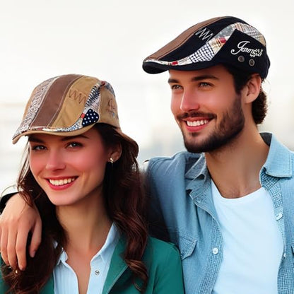 Cabbie Hats for Men Summer,Cotton Beret Newsboy Hat Ivy Gatsby Adjustable Flat Cap Beret for Driving - color: Cotton -Khaki B