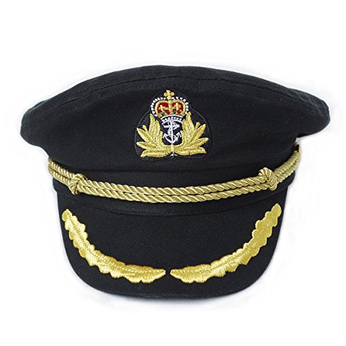 Ibeauti Unisex Adult Adjustable Captain Costume Admiral Hat Cosplay Sailor Cap - color: Black