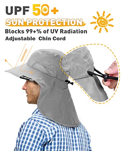 Tirrinia Neck Flap Fishing Safari Cap for Men - color: #Grey