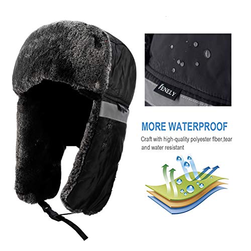 Winter Trapper Hats Ushanka Russian- Men Women Trooper Ear Flaps Hunting Face Masks Ski Snow Cold Weather - color: Black