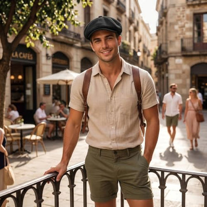 ZLYC Newsboy Cap for Men Summer Flat Cap Lightweight Beret Hat - color: Buckle Black