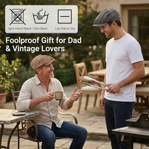 ZLYC Newsboy Cap for Men Summer Flat Cap Lightweight Beret Hat - color: Washed Denim Khaki