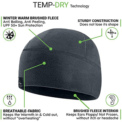 Temple Tape Tactical Fleece Watch Cap Beanie – Skull Cap Fleece Hat - Mens & Women - color: Graphite Gray, size: X-Large