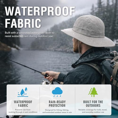 XL/XXL Waterproof Mens Sun Hat Wide Brim UPF 50+ Bucket Hat - color: Dark Grey, size: Medium-Large