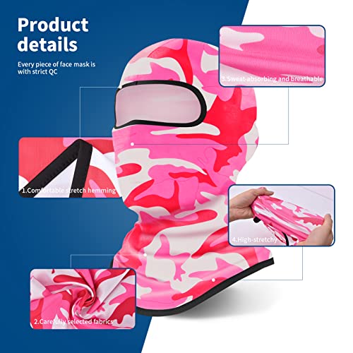 YESLIFE Summer Balaclava Ski Mask for Men&Women, Face Mask - color: Camo Pink