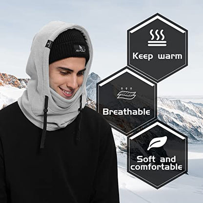 Shy Velvet Cold Weather Fleece Balaclava Ski Mask,Balaclava Wind-Resistant Winter Face Mask for Men and Women - color: Grey