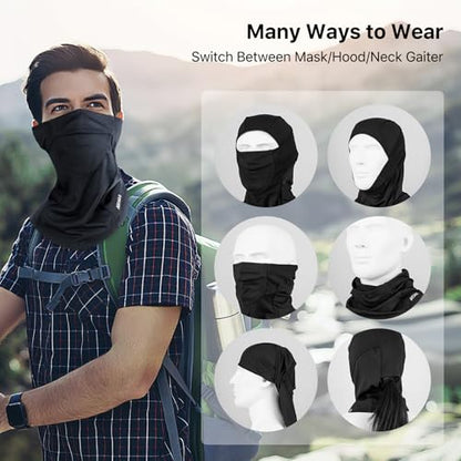 Balaclava Ski Mask Waterproof Anti-Fogging Windproof Winter Gear Thermal Face Mask for Men Women - color: Inky Black