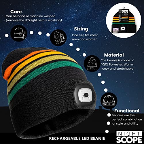 Classic Rechargeable LED Warm Knit Beanie Head Light Hat Headlamp for Outdoor Activities - color: Navigator
