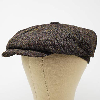 Lomond Newsboy Cap - 100% Handwoven Wool - Harris Tweed - Water Resistant - color: Coffee, size: Small