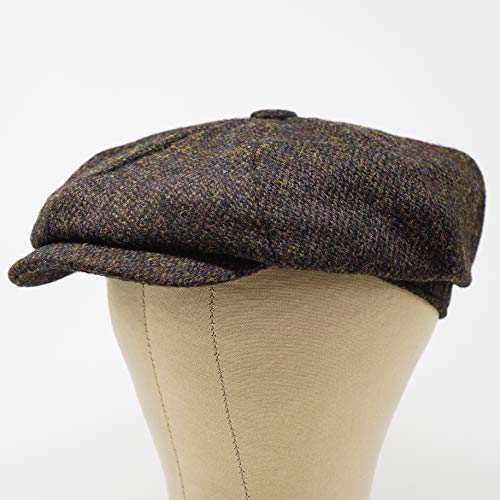 Lomond Newsboy Cap - 100% Handwoven Wool - Harris Tweed - Water Resistant - color: Coffee, size: Medium