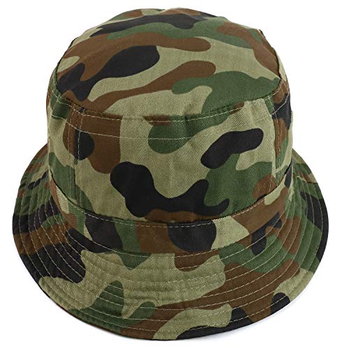 Armycrew Pigment Dyed Washed 100% Cotton Unisex Bucket Hat - color: Green Camo