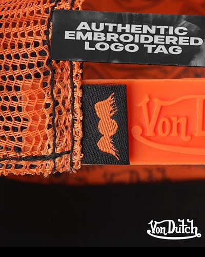 Von Dutch Unisex Trucker Hat, Colorblock, Mesh Back, Curved Bill, Snapback - color: Orange