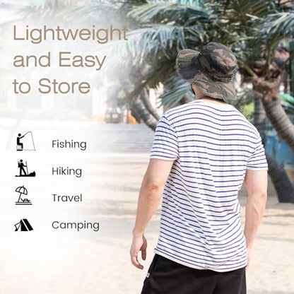 Bucket Hat UV Protection Sun Hat, Boonie Fishing Safari Hats for Outdoors - color: Camo
