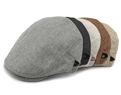 DIYDECAL Mens Flat Cap Newsboy Cap Adjustable Ivy Driving Scally Hat for Men Women - color: Dark Grey