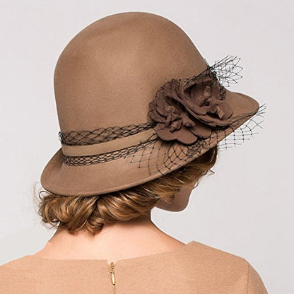 Maitose™ Women's Wool Felt Bowler Hat - color: Camel