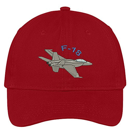Trendy Apparel Shop F-18 Hornet Embroidered Cap Premium Cotton Dad Hat - color: Red