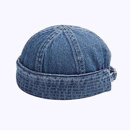 jerague Beanie Hat for Men Women Brimless Cuffed Hat Skullcap Watch Cap Adjustable - color: Blue