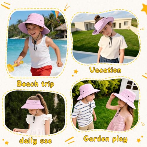 ZOORON Kids UPF 50+ Sun Hat for Boys Girls Wide Brim Lightweight Bucket Hat for Hiking Beach Safari, Quick Dry Adjustable - color: 1pack-light Purple
