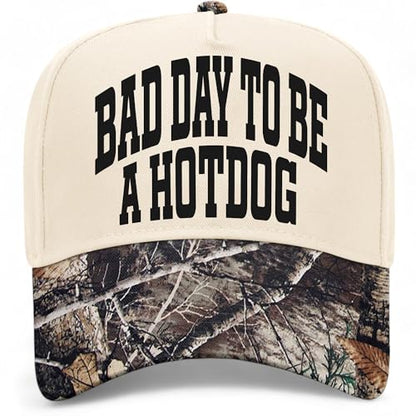 Bad Day to Be A Hotdog Collegiate Hat - color: Tree Camo