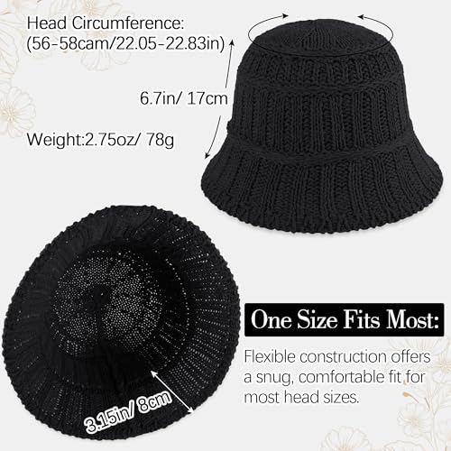 Breathable Cotton Bucket Hat Lightweight Packable Cloche Hat Sun Beach Cap - color: Black