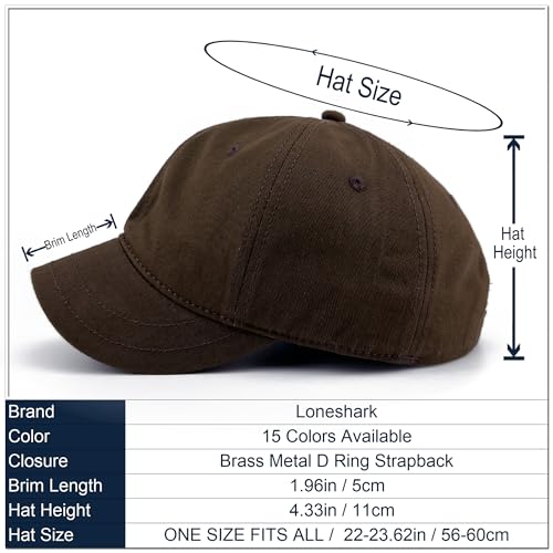 Loneshark Short Brim Baseball Cap for Running Small Bill Umpire Hat - color: Brown
