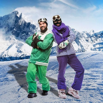 Pukavt 2 Pack 3 Hole Winter Knitted Mask, Ski Mask Balaclava Cap - color: Red