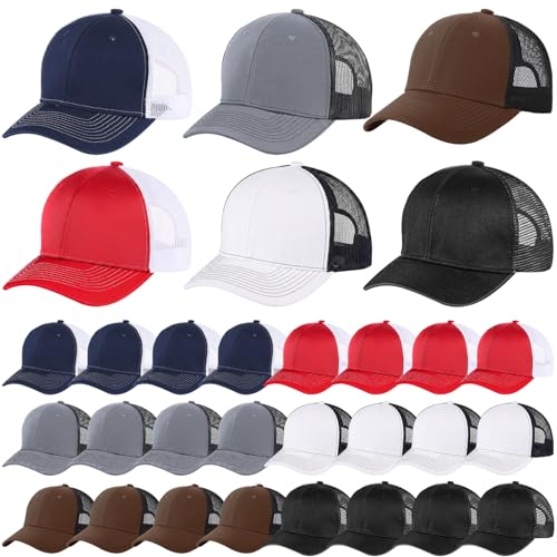 Suhine 24 Pcs Blank Trucker Hat Bulk,Unisex Baseball Cap - color: Multicolor 1