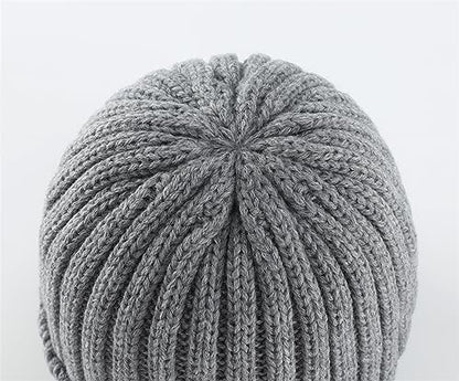 Connectyle Women's Rib Knit Cuffed Beanie Hat Stretch Acrylic Winter Hat Thick Warm Snow Ski Cap - color: Light Grey