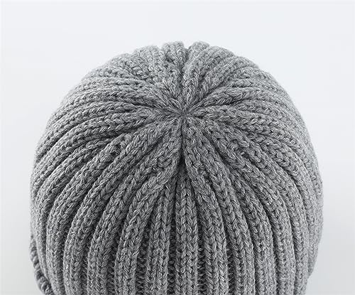 Connectyle Women's Rib Knit Cuffed Beanie Hat Stretch Acrylic Winter Hat Thick Warm Snow Ski Cap - color: Light Grey