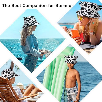 Cow Print Bucket Hat Cute Bucket Hat Beach Fisherman Hat Black
