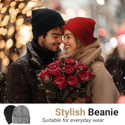 NPQQUAN Beanie for Women Winter Hats for Mens Beanie Cuffed Knit Beanies - color: Pure Grey