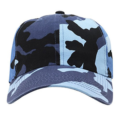 Falari Classic Baseball Cap Dad Hat 100% Cotton Soft Adjustable Size - color: Camouflage - Blue