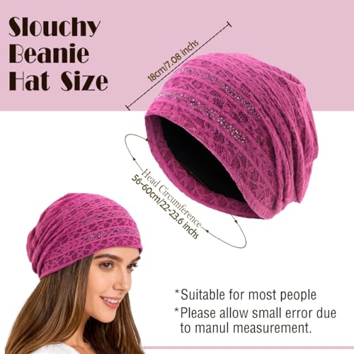 Crochet Slouchy Beanie Hat Turbans Headware for Women - color: Bea16 - Pink
