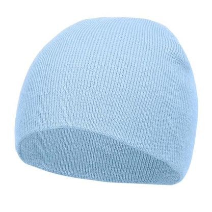 TOP HEADWEAR Cuffless Beanie for Men Women, Unisex Short Beanies Skull Cap - color: Light Blue