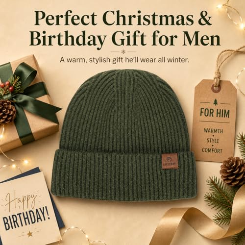 Oversize XXL Winter Beanie Knit Hat for Men - color: E1-army Green