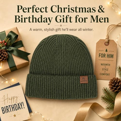 Oversize XXL Winter Beanie Knit Hat for Men - color: E1-army Green