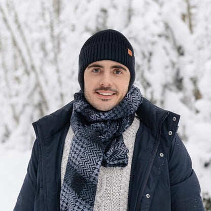 Ocatoma Winter Beanie with Earflap for Men Women Knit Hat Outdoor Unisex - color: Stgx Gray