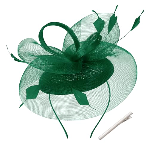 tiggell Fascinators Tea Party Hat for Women, Fascinator with Pillbox Hat - color: Green