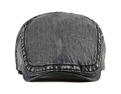 2 Pack Mens Denim Cotton Newsboy Cap Ivy Gatsby Driving Hunting Cabbie Hats - color: 2 Pack-c