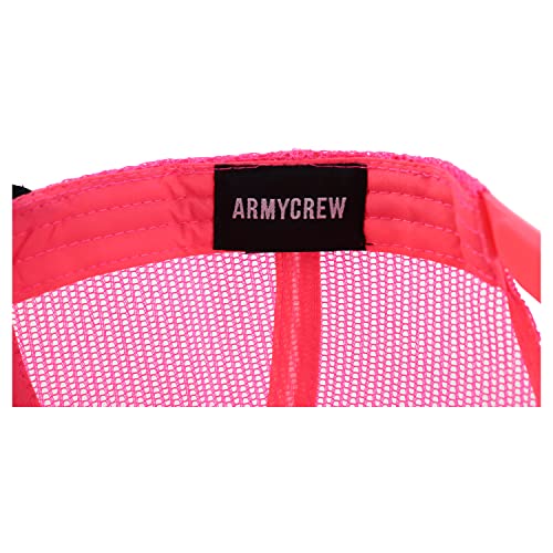 Armycrew Oversize XXL Low Profile Two Tone Mesh Back Trucker Baseball Cap - color: Black Neon Pink