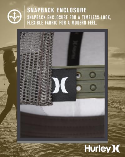 Hurley Mens Hat Beach Break Trucker Water Resistant Baseball Cap - color: Olive Canvas