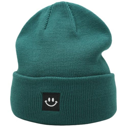 55cube Unisex Winter Beanie Hats Warm Thick Knit Cuffed Skullcaps - color: Dark Teal