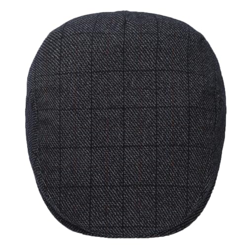 Men's Newsboy Hat with Earflaps Flat Ivy Caps Irish Cabbie Cap - color: Black Square