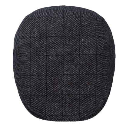 Men's Newsboy Hat with Earflaps Flat Ivy Caps Irish Cabbie Cap - color: Black Square