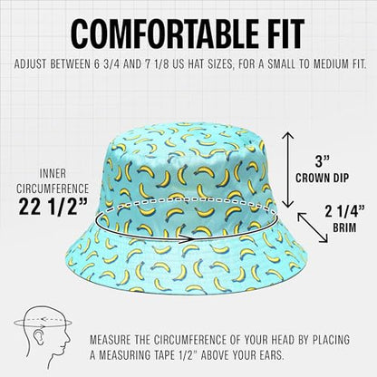 Rave Bucket Hat for Women & Men - Cute Bucket Hats - Festival Hat Adjustable 50+ SPF Protection Rave Accessories - color: Banana