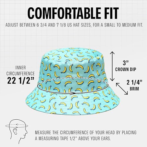 Rave Bucket Hat for Women & Men - Cute Bucket Hats - Festival Hat Adjustable 50+ SPF Protection Rave Accessories - color: Banana
